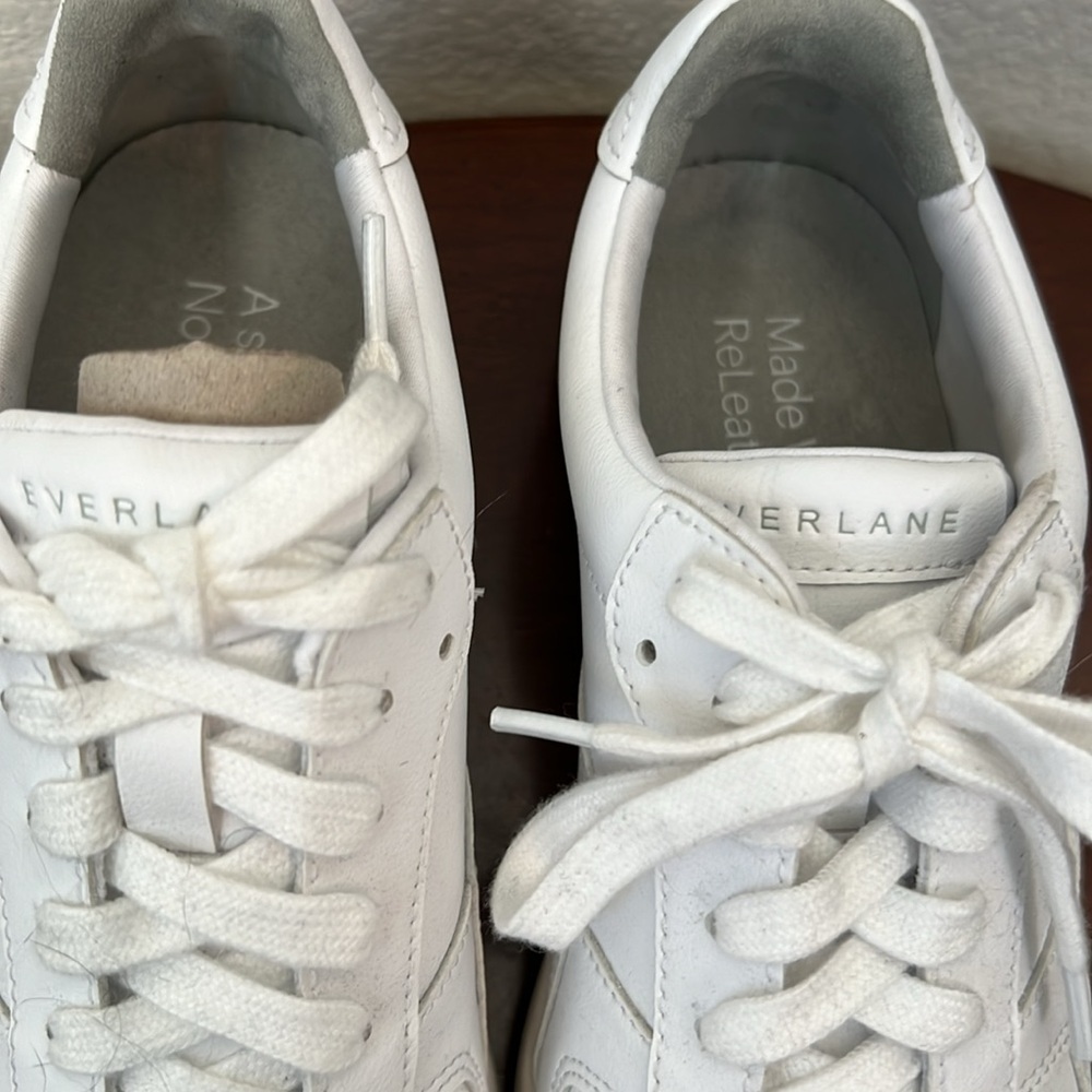 Everlane The ReLeather Court Sneakers Size 5 In White - Picture 5 of 10